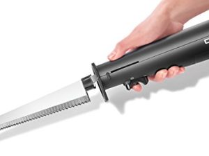 Chefman Electric Knife with Bonus Carving Fork & Space Saving Storage Case Included One Touch