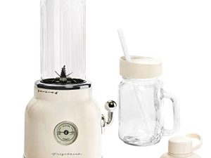FRIGIDAIRE ESMM100-CREAM Retro Smoothie Maker Blender with Mason Jar
