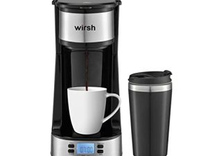 wirsh Single Serve Coffee Maker- Small Coffee Maker with Programmable Timer and LCD display