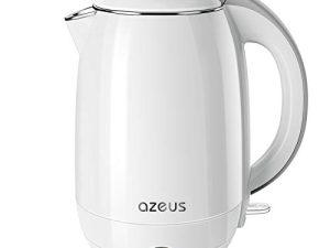 AZEUS Electric Kettle 1500W Cool Touch Tea Kettle Anti-scalding Design 1.8L Large Capacity Double Wall Kettle Cordless Water Boiler with Auto Shut-Off and Boil-Dry Protection