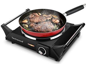 Techwood Hot Plate Portable Electric Stove 1500W Countertop Single Burner with Adjustable Temperature & Stay Cool Handles