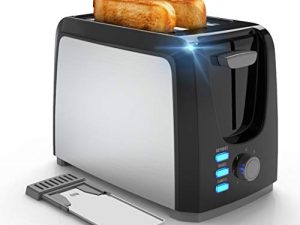 Toaster 2 Slice Best Prime Toasters Stainless Steel Black Bagel Toaster Evenly and Quickly with 2 Wide Slots 7 Shade Settings and Removable Crumb Tray for Bread Waffles