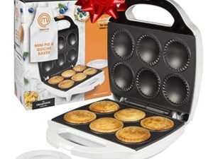 MasterChef Mini Pie and Quiche Maker- Pie Baker Cooks Homemade 6 Small Pies and Quiches in Minutes- Non-stick Cooker w Dough Cutting Circle for Easy Measurement