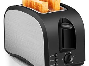 2 Slice Toaster CUSINAID Black Wide Slot Toaster 2 Slice Best Rated Prime with Pop Up Reheat Defrost Functions