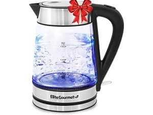 Elite Gourmet EKT-602 Electric 1.7L BPA Free Glass Kettle Cordless 360° Base
