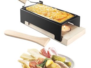 Cheese Raclette w Foldable Handle- Candlelight Cheese Melter Pan w Spatula and 3 Tea Light Candles - Melts in Under 4 Minutes