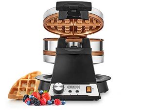 Crux Double Rotating Belgian Waffle Maker with Nonstick Plates