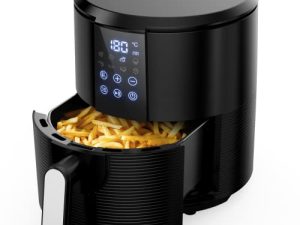 Kitcher3.5Qt Air Fryer LED Touch Digital Screen Hot Air Fryers Oven Oilless Cooker with Temperature Control 60 Minutes Timer Non-stick Fry Basket 50 Recipes Auto Shut Off Feature (Black)