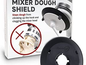 KneadAce Dough Hook Shield For Kitchen Aid - Prevents Your Dough from Climbing Up and Clogging Up Your Mixer – Mess Free Mixer Accessory Compatible With Most KitchenAid C Shape Dough Hooks (Dark Grey)