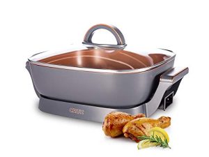 Crux Extra Deep Nonstick Scratch Resistant Electric Skillet with Removeable Temperature Probe