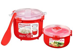 Sistema Microwave Rice Cooker and Steamer Bowl for Vegetables with Steam Release Vent