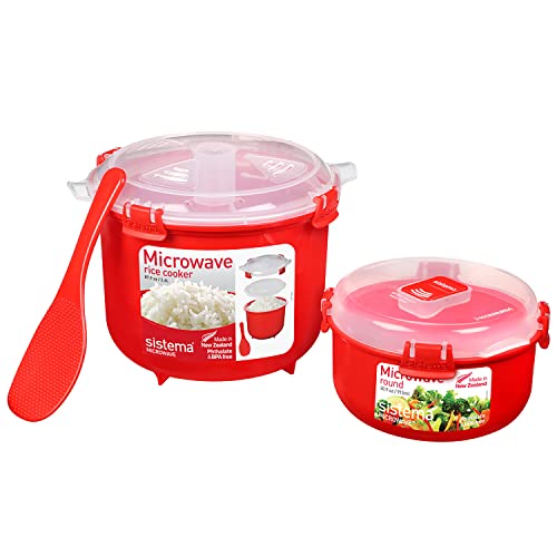 Sistema Microwave Rice Cooker and Steamer Bowl for Vegetables with Steam Release Vent Sistema Microwave Rice Cooker and Steamer Bowl for Vegetables with Steam Release Vent