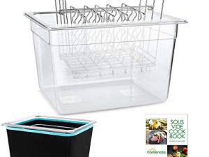HOMENOTE Sous Vide Container 12 Quart with Lid & Rack and Sleeve - BPA Free Complete Sous Vide Accessories Kit with Cookbook For Anova and Most Sous Vide Cookers