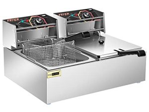 VIVOHOME 5000W 20.7 Qt Electric Deep Fryer with 2 x 6.35 QT Removable Baskets and Temperature Limiter for Commercial and Home Use