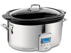 All-Clad SD700450 Programmable Oval-Shaped Slow Cooker with Black Ceramic Insert and Glass Lid