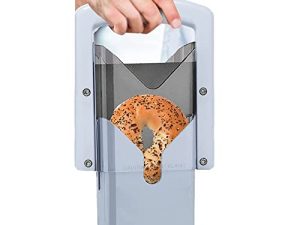 Cheer Collection Guillotine Style Bagel Slicer with Safety Shield - Sharp Serrated Stainless Steel Blade for Cutting Bagels - Fits Bagels up to 2" Thick and 4.5" Diameter