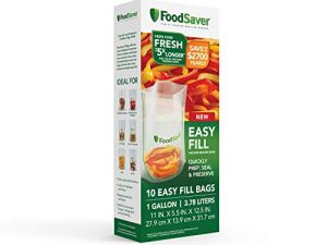 FoodSaver Easy Fill 1-Gallon Vacuum Sealer Bags | Commercial Grade and Reusable | 10 Count