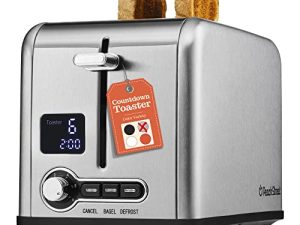 Peach Street 2 Slice Toaster Compact Bread Toaster with Digital Countdown