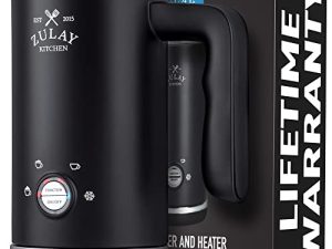 Zulay Milk Frother Electric Heater (10oz/300ml) - Automatic 4-in-1 Function Milk Steamer For Hot & Cold - Stainless Steel Electric Milk Frother For Latte
