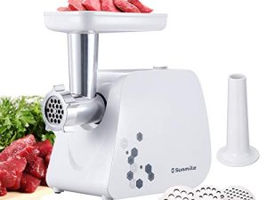 Sunmile Electric Meat Grinder and Sausage Maker - 1HP 1000W Max - Stainless Steel Cutting Blade and 3 Grinding Plates