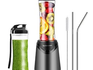 La Reveuse Smoothie Blender Personal Size 300 Watts with 2 Pieces 18 oz BPA Free Travel Sports Bottles