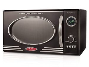 Nostalgia Retro Countertop Microwave Oven - Large 800-Watt - 0.9 cu ft - 12 Pre-Programmed Cooking Settings - Digital Clock - Kitchen Appliances - Black