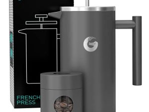 Coffee Gator French Press Coffee Maker - Thermal Insulated Brewer Plus Travel Jar - Large Capacity
