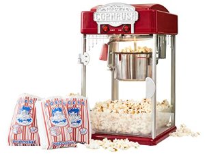 Popcorn Popper Machine-4 OZ Vintage Professional Popcorn Maker Theater Style with Nonstick Kettle Warming Light and Serving Scoop. (Red)