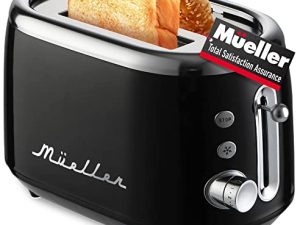 Mueller Retro Toaster 2 Slice with 7 Browning Levels and 3 Functions: Reheat