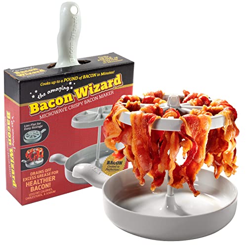 Microwave Bacon Cooker - Bacon Wizard Cooks 1LB of Bacon and Reduces Fat by 40% - Crispier Microwave Bacon Cooker - Bacon Wizard Cooks 1LB of Bacon and Reduces Fat by 40% - Crispier