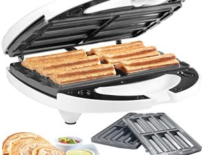 Empanada and Churro Maker Machine - Cooker w 4 Removable Plates - Easier than Empanada or Churro Press - Includes Dough Cutting Circle for Easy Dough Measurement