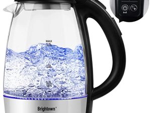 Electric Kettle Temperature Control Glass Hot Water Boiler with 4 Colors LED Indicator Tea Heater Fast Heating with Keep Warm Function Auto Shut Off and Boil Dry Protection (1.7L)