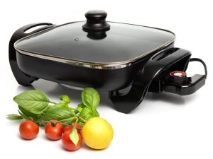 Moss & Stone Nonstick Electric Skillet 12 Inch Aluminum Electric Fryer With 2 Layers Of Non-Stick Coating | Adjustable Temperature Control | Lid With Steam Vent & Heat-Resistant Handle