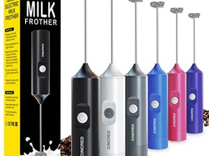 Updated Milk Frother - Hand Operated Battery Powered Frother for Coffee