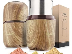 COOL KNIGHT Herb Grinder Electric Spice Grinder [Large Capacity/High Rotating Speed /Electric]--Electric Grinder for Spices and Herbs (Wood grain 2)