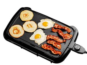 Ovente Electric Indoor Griddle 16 x 10 Inch with Easy Clean Non-Stick Plate and Removable Oil Drip Tray
