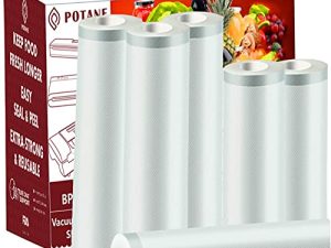 POTANE 6 Pack 11"x20'(3Rolls) and 8"x20' (3Rolls)Thickened Vacuum Sealer Bags