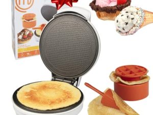 MasterChef Waffle Cone and Bowl Maker- Includes Shaper Roller and Bowl Press- Homemade Ice Cream Cone Baking Iron Machine